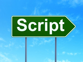 Software concept: Script on road sign background