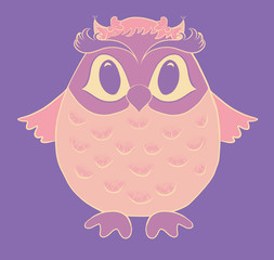 Sweet owl on a lilac background