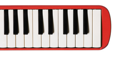 Fototapeta premium Mini piano keyboard. Musical flat background.