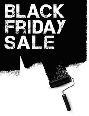 Black Friday Sale - Anstrich mit Farbroller Banner, Textur schwarz 