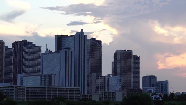 Skyscrapers and sunset glow - video 4K UHD 2