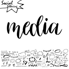 Lettering and symbols on Social media element. Modern calligraphy for blogs. Vector illustration