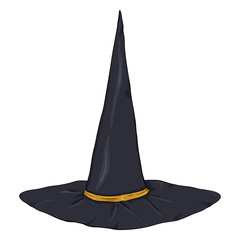 Fototapeta premium Vector Cartoon Single Black Wizards Hat
