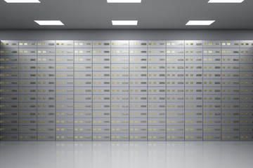safe deposit boxes inside bank vault - obrazy, fototapety, plakaty