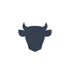 cattle icon, cow head front view, cattle farm logo on white