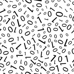 Black and white seamless pattern with binary code