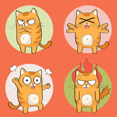 Cute cat character. Set of cute cartoon cat in various poses - 170609530