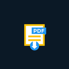PDF document icon, download PDF file vector pictogram