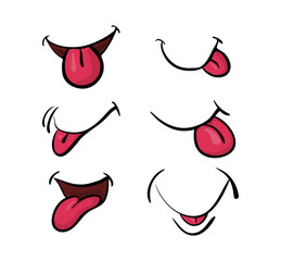 Naklejka premium cartoon mouth with tongue set vector symbol icon design. Beautiful illustration isolated on white background