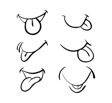 cartoon mouth with tongue set vector symbol icon design. Beautiful illustration isolated on white background