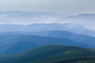 The simple layers of the Smokies at sunset mountain