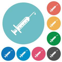 Syringe with drop flat round icons