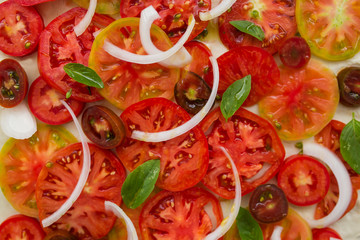 Tomato tart with onion and basil