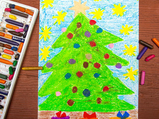 Colorful drawing: Christmas tree