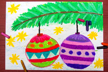 Colorful drawing: Christmas balls