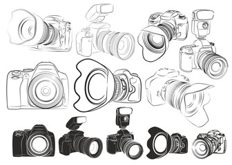 Obraz premium Sketches of cameras. 