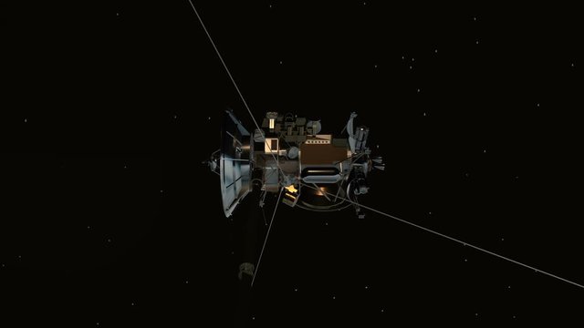 Satellite similar with the Cassini rotating. Seamless looping.