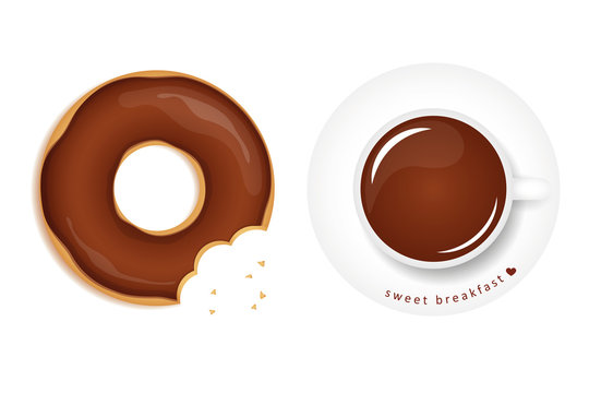 schokodonut und kaffee zum fr&uuml;hst&uuml;ck