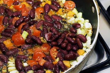 Cooked vegetables in a pot