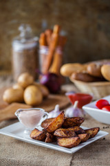 baked potatoes in a rustic manner