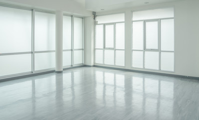 empty white room with windows for background
