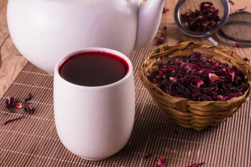Hibiscus Tea into a cup