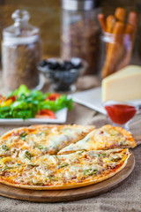 Pizza with salad
