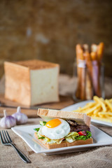 Sandwich with meat for breakfast