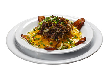 Noodles with cream and meat