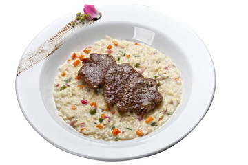 Risotto with roasted meat