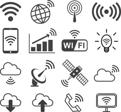 Signal wireless icon set, flat icon, illustration EPS10
