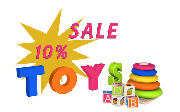 Schriftzug Sale 10% und Toys mit Lernspielzeug für Kleinkinder