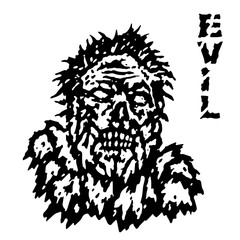 Obraz premium Frenzy evil demon head. Vector illustration.