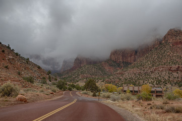 The scenic highway of Zion National Park, Utah