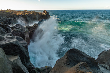 Huge Waves breaking at the Coast of La Reunion