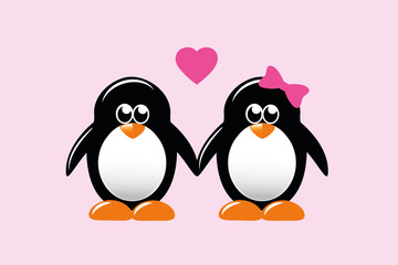 zwei pinguine haben sich lieb