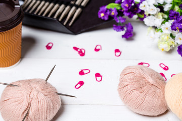 A tangle of Italian angora to knit a bright scarf for a cold day, knitting to make a meaningful present. Soft Knits from rabbit