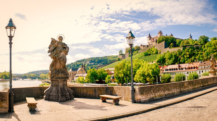 würzburg in late summer with sculpture