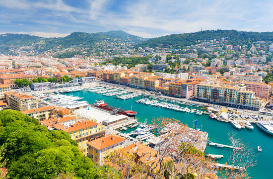 view on harbour in Nice, french riviera, cote d'azur, south France