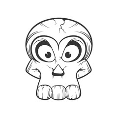 cartoon Halloween skull isolated on white background