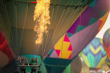Fototapeta premium Hot air balloons being inflated