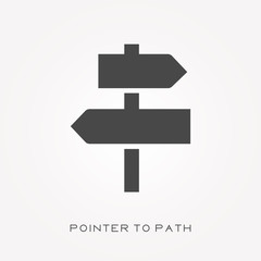 Silhouette icon pointer to path