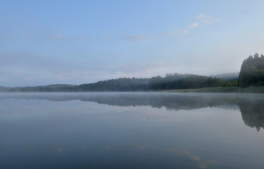 morning lake foggy