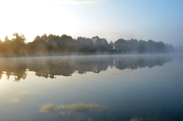 Fototapeta premium landscape morning misty lake