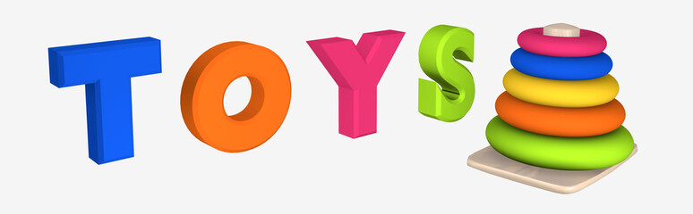 Header/Banner: Schriftzug Toys mit Lernspielzeug für Kleinkinder.