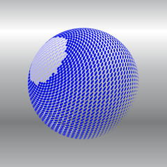 Abstract globe dotted sphere. 3d halftone effect vector background. Color vector illustration.
