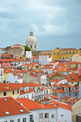 Panoramic view of Lisbon over the roofs from Portas do Sol Miradouro