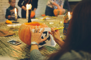 Master class Halloween decorative pumpkins made by hands