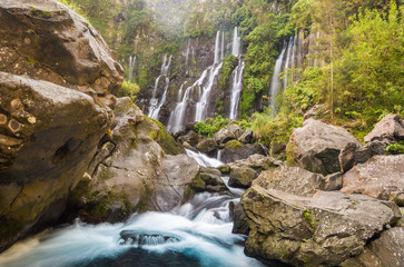 Fototapeta premium Les Cormorans Waterfall on La Reunion Island, France
