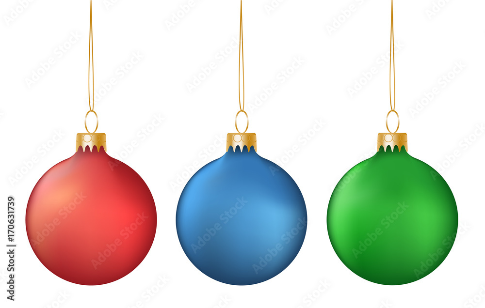 Canvas Prints vector set of realistic colorful hanging christmas balls isolated on white background
